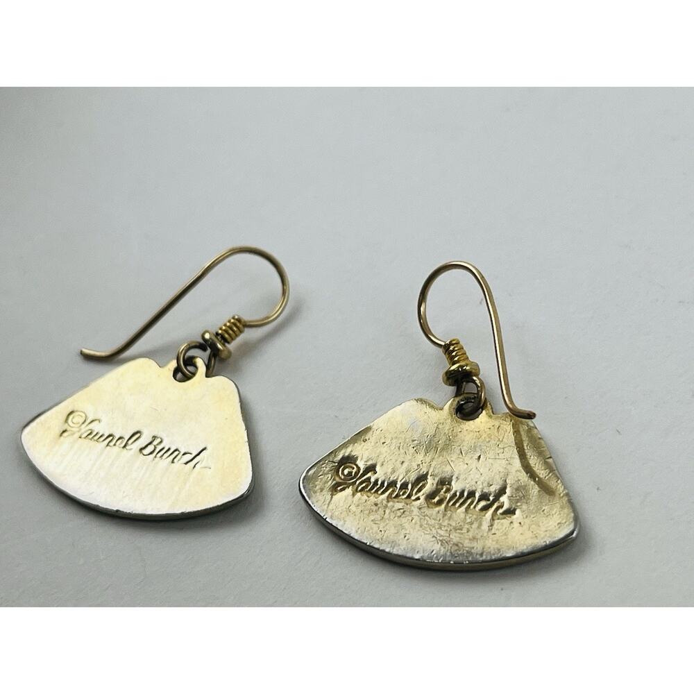 Rare Vintage Laurel Burch Earrings Fan Wave Style Solid Color Tan Champagne 80s - Picture 7 of 11